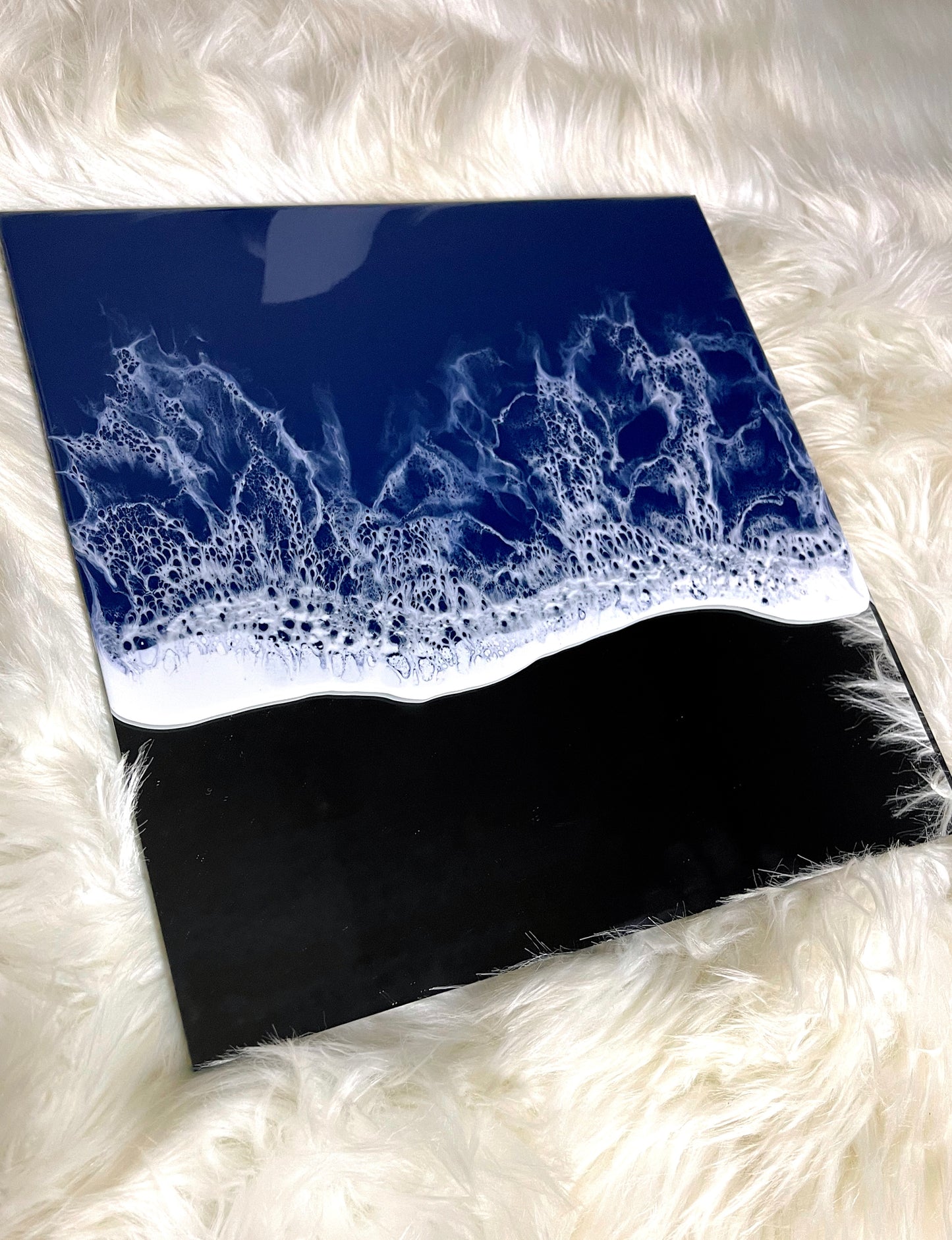 Dark Blue Wave 12x12 Mirror