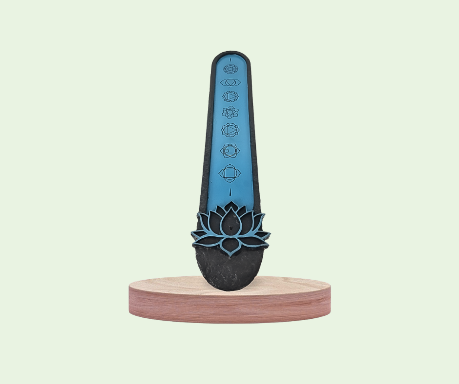Decorative incense  holder with blue and black design 