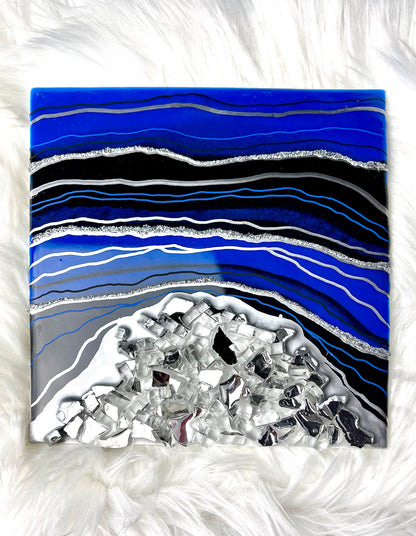 Royal Blue & Silver Geode