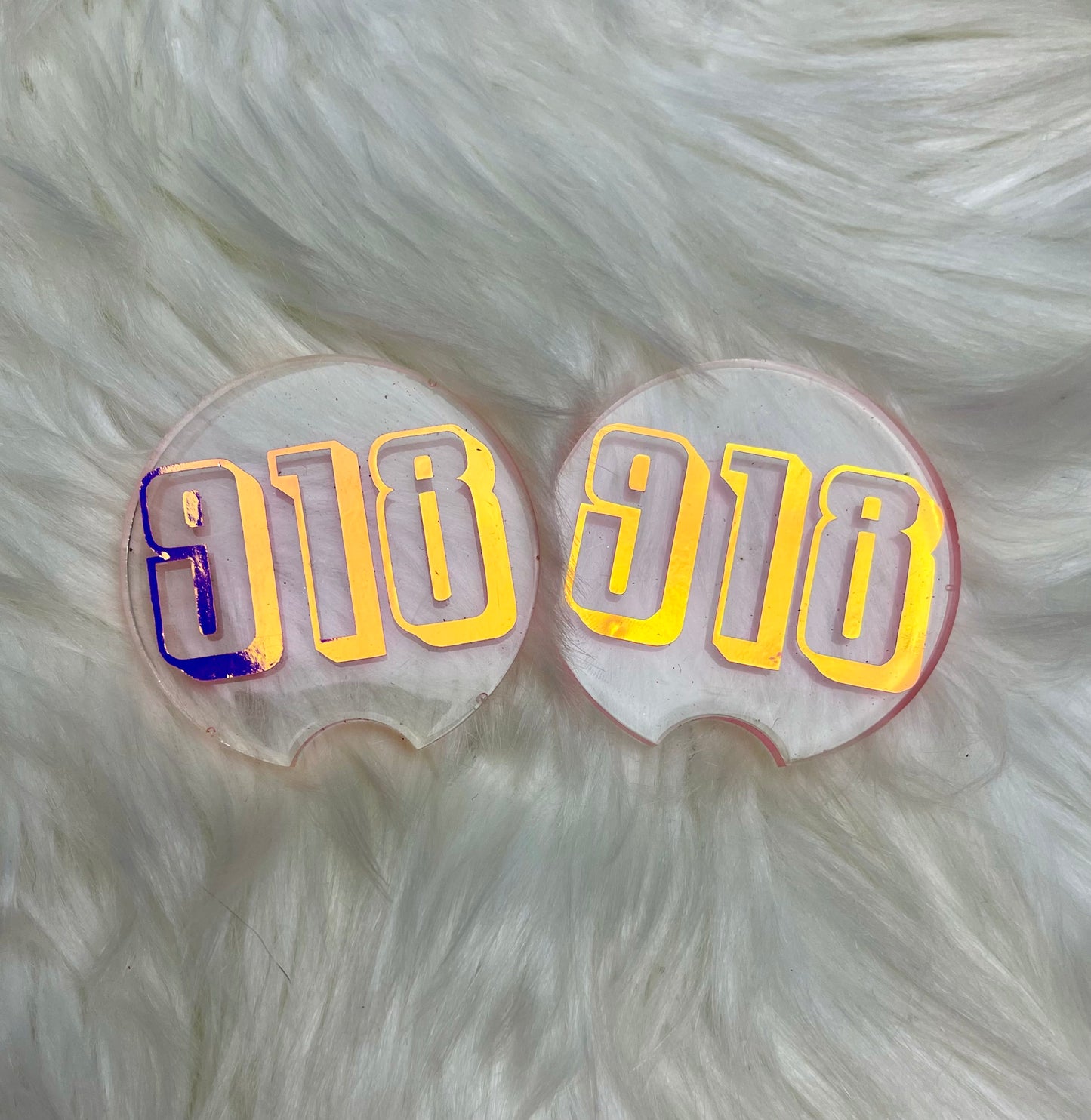 Pink Holographic 918 Car Coasters