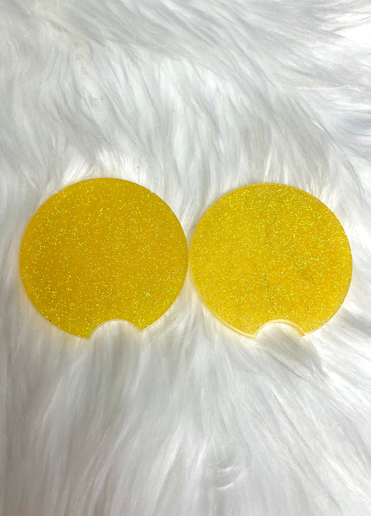 Yellow Glitter Car Coasters